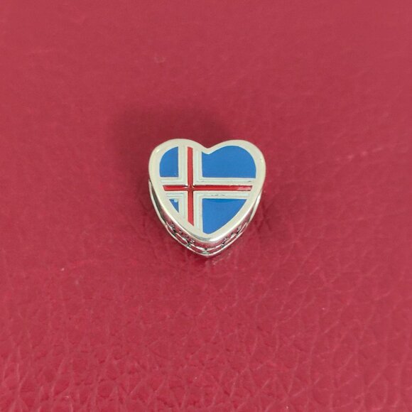 Pandora Iceland Flag Heart Charm Bead S925 Silver with box - Picture 4 of 6